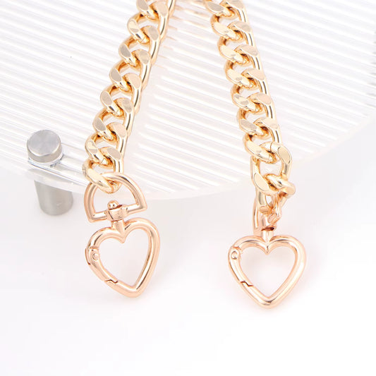 1Pc Metal Purse Chain Strap Extender Heart Shape Purse Chain for Accessory Charms, Lengthen Crossbody Shoulder Handbags Strap