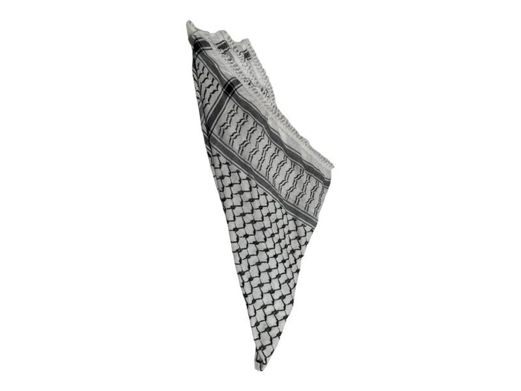 Original White & Black Palestinian Nabulsi Kuffiya Scarf - Made in Palestine